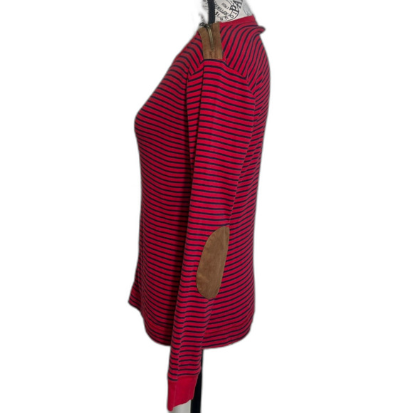 LRL Ralph Lauren Red Stripe Elbow Patch Long Sleeve Shirt Shoulder Zip Large - Picture 5 of 11